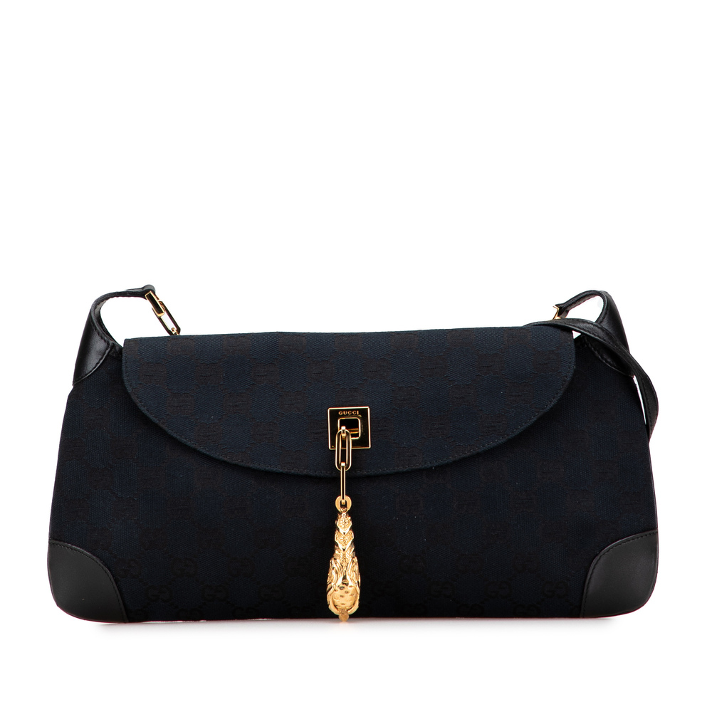 Pre-Loved Gucci GG Canvas Tiger Charm Crossbody